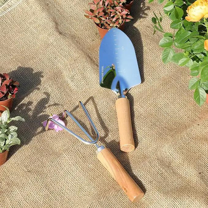 Garden Tool Set, 2 Pieces Stainless Steel Heavy Duty Garden Tools, Gardening Kit with Wooden Handle Garden Hand Tools, Durable Garden Tools for Gardening, Gardening Gifts for Women Men by GreenHaven Gardens