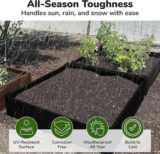Raised Garden Bed - 4x4 ft Planter Box - Black HDPE - No Tools Needed - DIY Kit for Urban Gardening, Flowers, Herbs & Vegetables - Made in The USA by GreenHaven Gardens