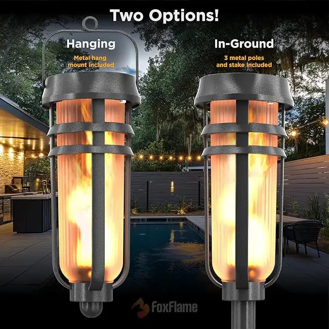 Metal Solar Torch - Adjustable Height (24" - 50"), Outdoor Lights with Flickering Flame, Waterproof Solar Powered Lights, Flame Torches for Patio, Pathway, Yard Decor, Matte Black (1-Pack) by GreenHaven Gardens