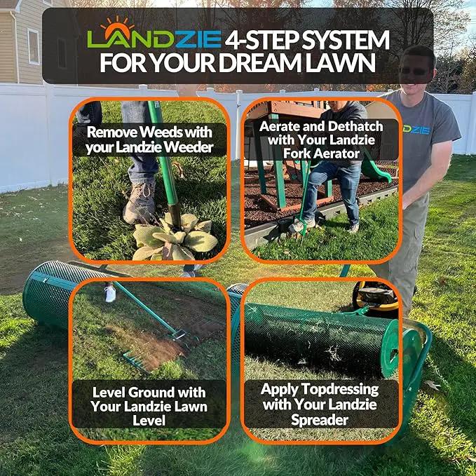 LANDZIE Lawn and Garden Spreaders - 60 x 20 Inch Tow-Behind Compost and Peat Moss Spreader for Large Lawns Commercial Landscaping - Effortlessly Spread Perfect Layer of Topdressing - Large Lawn Care by GreenHaven Gardens