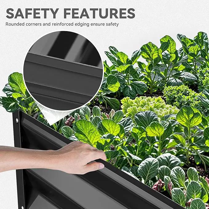 YITAHOME 6x3x1.5ft Large Raised Garden Bed Kit, Galvanized Metal Planter Box with Gloves, Ground Nails, Support Rod, Outdoor Above Ground Planters for Plants Vegetables Flowers, Black by GreenHaven Gardens