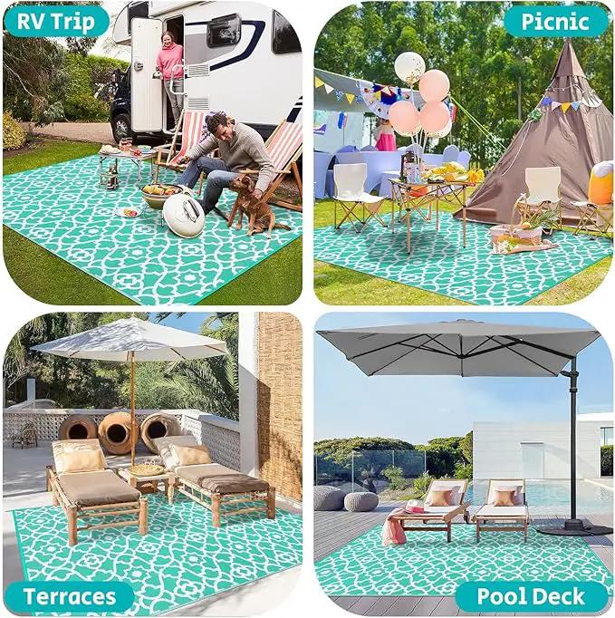 HEBE Outdoor Rug Waterproof 8x10, Reversible Plastic Straw Rug RV Camping Rug, Indoor Outdoor Patio Mat Clearance, Outside Carpet for Porch,Deck,Camper,Balcony,Backyard,Picnic by GreenHaven Gardens