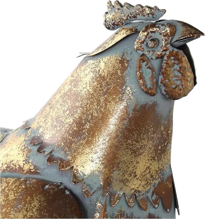 Deco 79 Metal Chicken Decorative Garden Sculpture Patina Garden Statue, Outdoor Sculpture 8" x 13" x 13", Bronze by GreenHaven Gardens