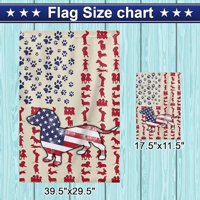 FLAGWIX Patriot American Dog Flags, Dachshund Dog Lover American Double Sided Flag - 4th of July Decorations For Home, Outside, House Flag 30x40 - Heavy Duty Canvas, Decorative Indoor Outdoor Flag by GreenHaven Gardens