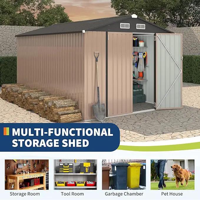 8x12 FT Metal Storage Sheds Outdoor, Metal Yard Sheds Garden Shed Kit, Metals Tool Shed with Lockable Door, Metals UtilityShed Buildings with Air Vent for Backyard Garden Patio Lawn by GreenHaven Gardens