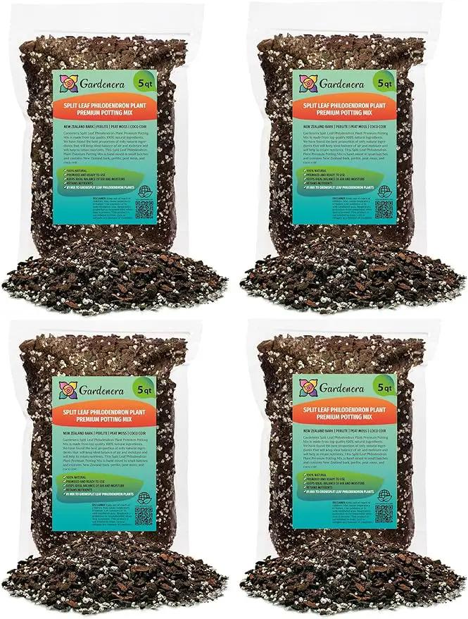 Split Leaf Philodendron Soil Mix - Trusted by Gardening Experts for Healthy and Strong Plants - 20 Quart (4 Bags of 5 Quart) by GreenHaven Gardens