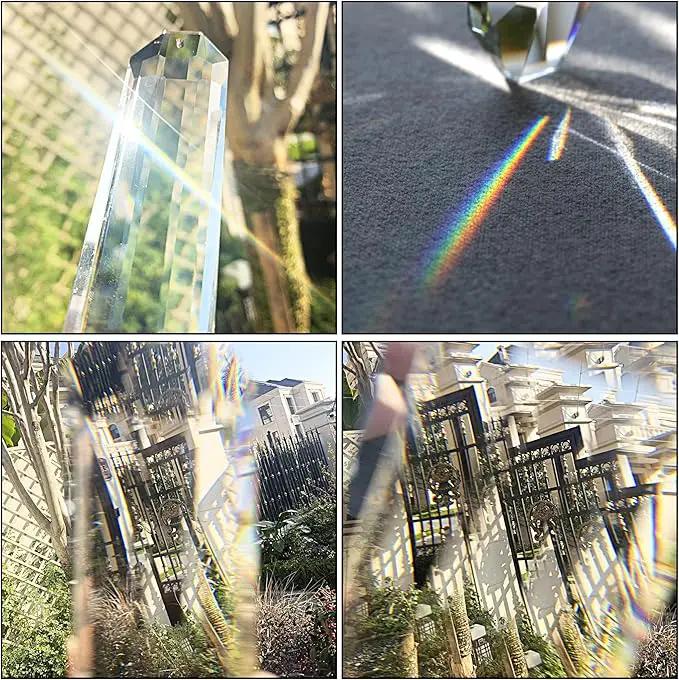 HDCRYSTALGIFTS Set 2 Crystal Suncatchers, 120mm Large Prism Sun Catchers Windows Hanging Ornaments Rainbow Maker Pendant Indoor Outdoor Garden Decor,Clear by GreenHaven Gardens