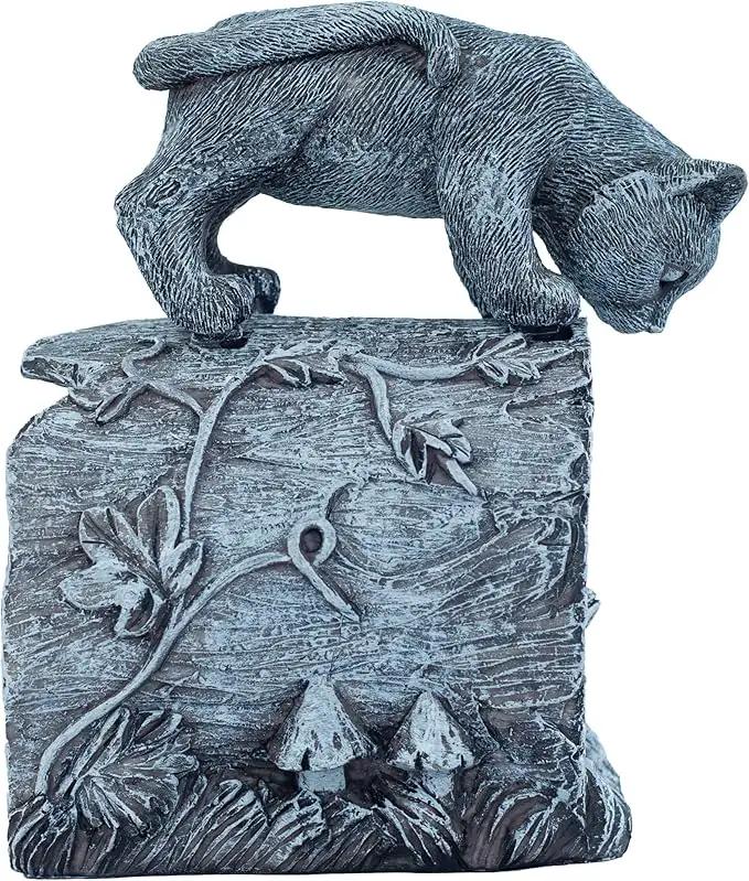 Gutter Downspout Extension - Downspout Splash Block - Downspout Diverter Garden Statue (Playful Chasing Kitty and Frog) by GreenHaven Gardens