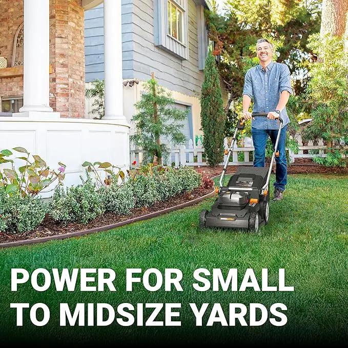 WORX 40V 17'' Cordless Lawn Mower for Medium Size Yards, 2-in-1 Electric Mower Cuts to Edge, Compact & Lightweight Push Lawn Mower with 6-Position Height Adjustment – 2 Batteries & Charger Included by GreenHaven Gardens