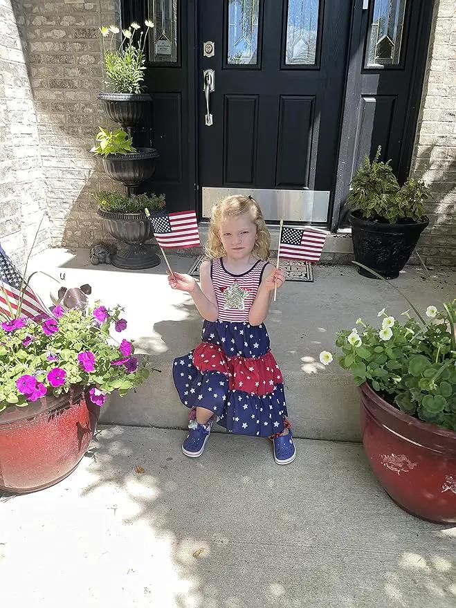 American Flags on Stick - Handheld Spearhead US Flag for 4th of July, Memorial Day Event Decorations - Patriotic Decor for Indoors & Yard - Wooden Stick, Cotton Fabric - (4"X6" - 144 Pack) by GreenHaven Gardens