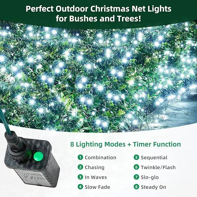 Led Net Lights Christmas Lights Outdoor White Christmas Net Lighting with 121Led Mini Globe Lights 5ftx5ft, Outdoor Indoor Fairy Mesh Net Lights for Christmas Trees, Bushes, Shrubs Decorations by GreenHaven Gardens