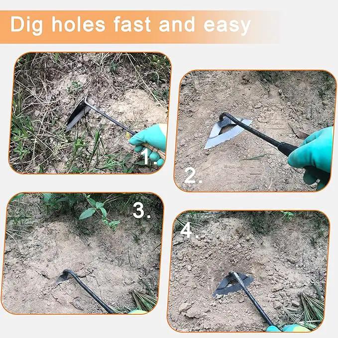 Pack of Weeding Tool Hollow Hoe and Japanese Sickle Garden Tool and a Pair of Professional Gardening Gloves - Heavy Duty Very Sharp Gardening Hand Tools for Landscaping - Nejiri Gama Hoe by GreenHaven Gardens