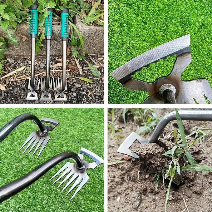 Gardening Hand Weeder Tools, New Weeding Artifact Uprooting Weeding Tool with Handle, 5 Teethes Durable Manganese Steel Weed Puller Tool for Vegetable Gardening Backyard Farm Planting & Weeding by GreenHaven Gardens