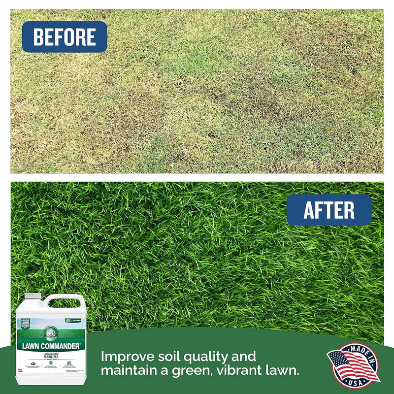 Turf Titan Lawn Commander – All-in-One Lawn Booster and Fertilizer (1 Gallon) – Peak Growth & Green Grass for All Seasons – Tri-Action Nitrogen Tech Fertilizer Concentrate – Covers up to 32,000 Sq Ft by GreenHaven Gardens