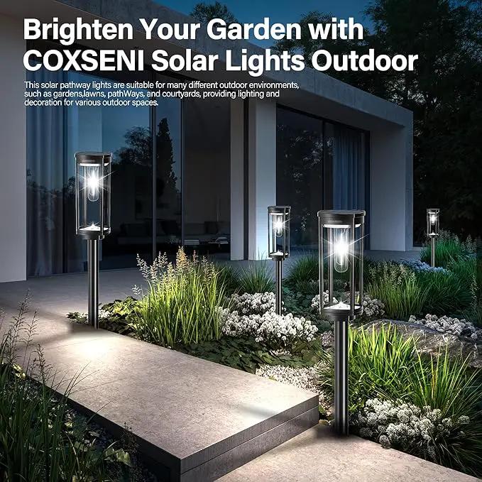 Solar Path Lights Outdoor 8 Pack, Bright Solar Pathway Lights Outside Waterproof, Solar Powered Landscape Lights for Walkway Driveway Lawn Patio Sidewalk Garden Yard, Cool White by GreenHaven Gardens