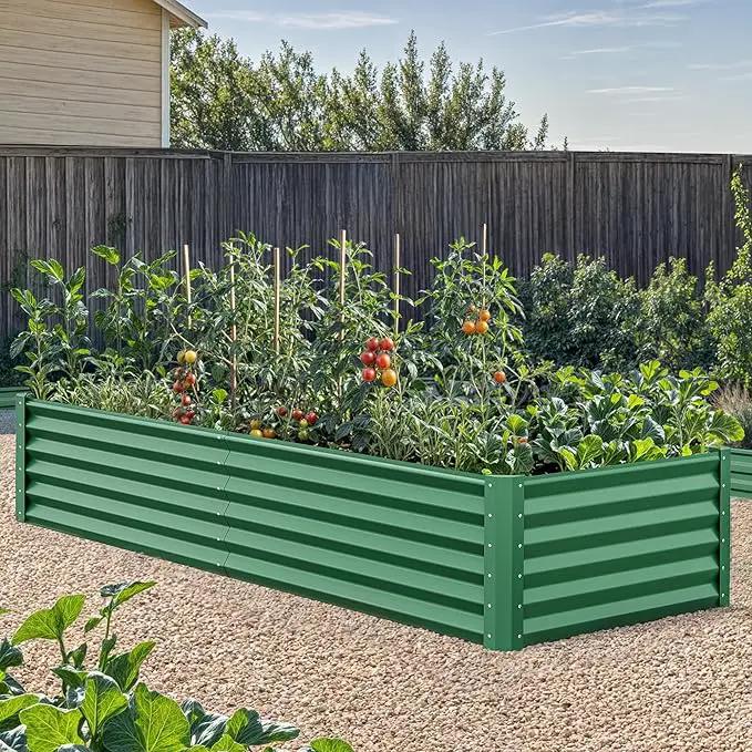 YITAHOME 6x3x1.5 2pcs Large Raised Garden Bed Kit, Galvanized Metal Planter Box with Gloves, Ground Nails, Support Rod, Outdoor Above Ground Planters for Plants Vegetables Flowers, Green by GreenHaven Gardens
