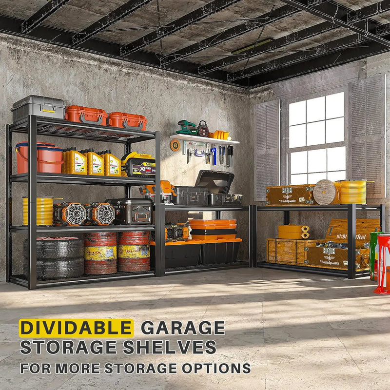 REIBII 40" W Garage Shelving 2240 LBS Storage Shelves Adjustable Metal Shelving Heavy Duty 4 Tier Metal Shelves for Garage Kitchen Pantry Warehouse Basement 40" W × 19.5" D × 59.5" H, 2 Pack by GreenHaven Gardens