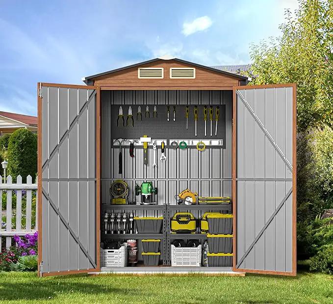 Outdoor Storage Shed, 5x3 Ft Metal Steel Tiny House with Frame Floor & Lockable Door, Vertical Outside Storage Building for Garden, Backyard, Lawn, Patio Utility, Tool Storage by GreenHaven Gardens