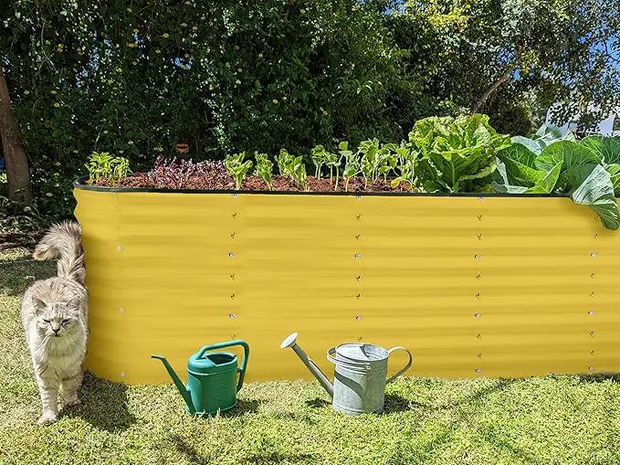 Galvanized Raised Garden Beds Outdoor // 6×2×2 ft Planter Raised Beds for Gardening, Vegetables, Flowers // Large Metal Garden Box (Yellow) // Patented Tool-Free Design by GreenHaven Gardens