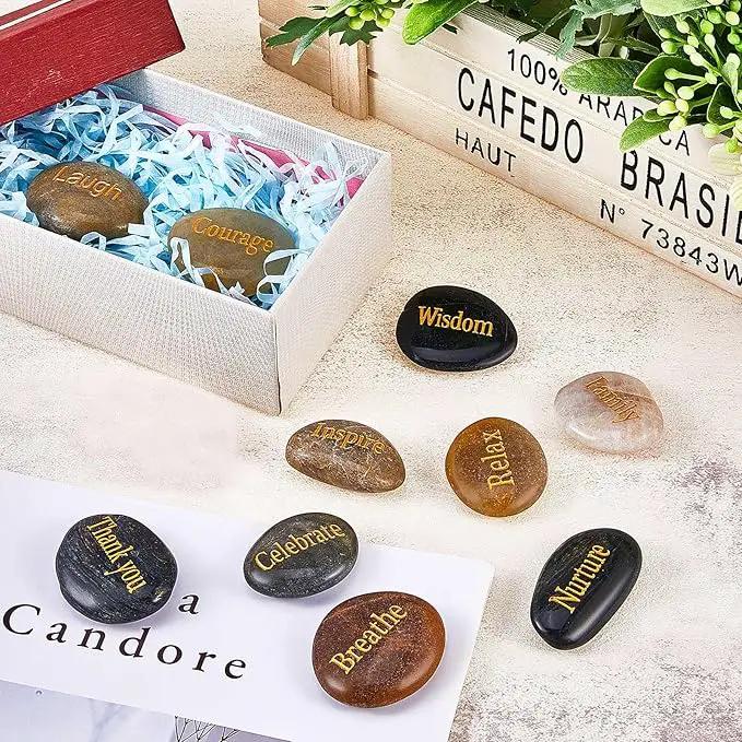 40 Pieces Engraved Inspirational Stones Different Words Encouragement Stones Motivational Gifts Garden Rocks with Words Positive Rocks for Friends Family as Christmas Thanksgiving Gift by GreenHaven Gardens