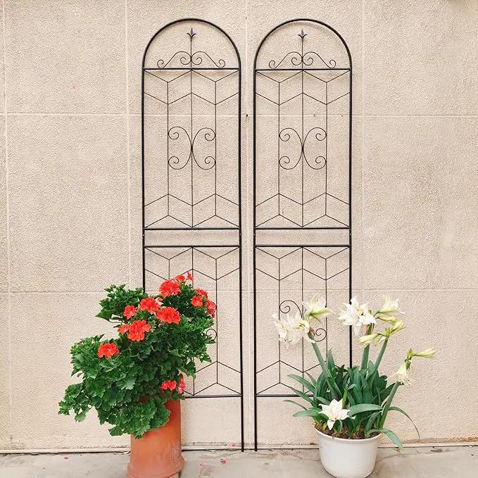 Metal Garden Trellis Rustproof Trellis for Climbing Plants Outdoor Flower Support (Black-2 Pack, 86.7"x19.7") by GreenHaven Gardens