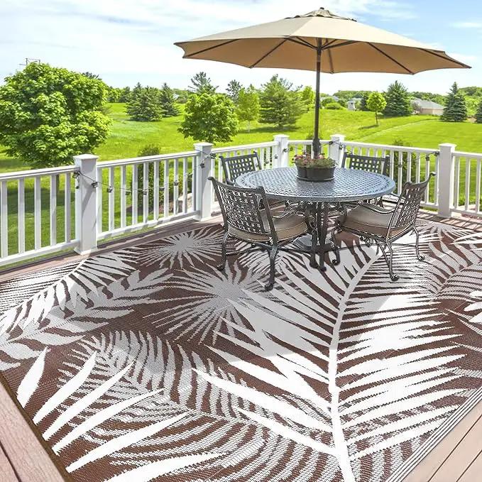 HiiARug Outdoor Rugs 9'x12' for Patios Clearance Brown Reversible Outdoor Rug, Outdoor Plastic Straw Rug RV Camping Rug Large Outdoor Mat for RV, Patio, Backyard, Deck, Picnic, Beach, Trailer, Camping by GreenHaven Gardens
