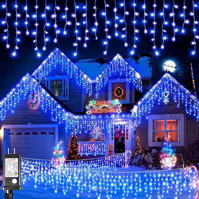 Christmas Icicle Lights Outdoor, 66ft 640 LED Icicle Lights for Outside with 8 Modes Timers, Waterproof Plug in Connectable Twinkle Light for Indoor Window Patio Yard Wedding Decorations, Blue by GreenHaven Gardens