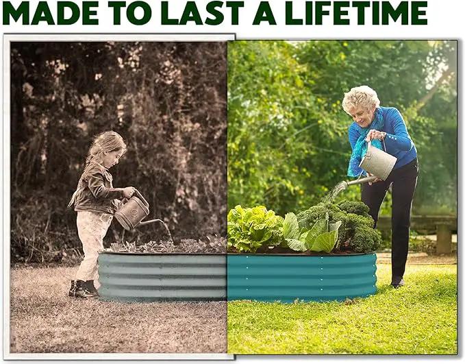 Galvanized Raised Garden Beds Outdoor // 4×2×1 ft (2-Pack) Planter Raised Beds for Gardening, Vegetables, Flowers (Turquoise) // Large Metal Garden Box by GreenHaven Gardens