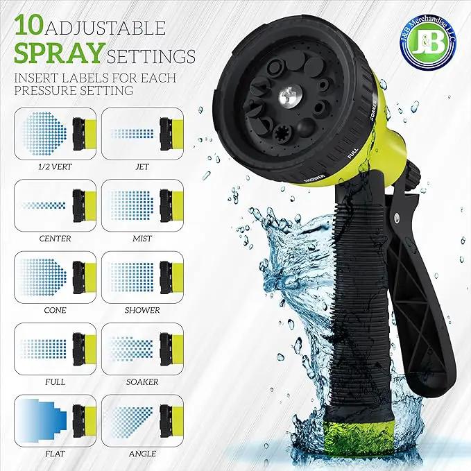 J&B XpandaHose 150ft Expandable Garden Hose with Holder - Heavy Duty Superior Strength 3750D - 4 -Layer Latex Core - Extra Strong Brass Connectors and 10 Spray Nozzle w/Storage Bag (Black 150) by GreenHaven Gardens