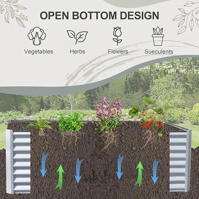 Domi Raised Garden Beds Outdoor, 6x3x2ft Thickening Tall Metal Rectangular Deep Root Box Planter for Vegetables, Flowers, Herbs, and Succulents 2" Deep w/ 256 Gallon Capacity - Silvery by GreenHaven Gardens