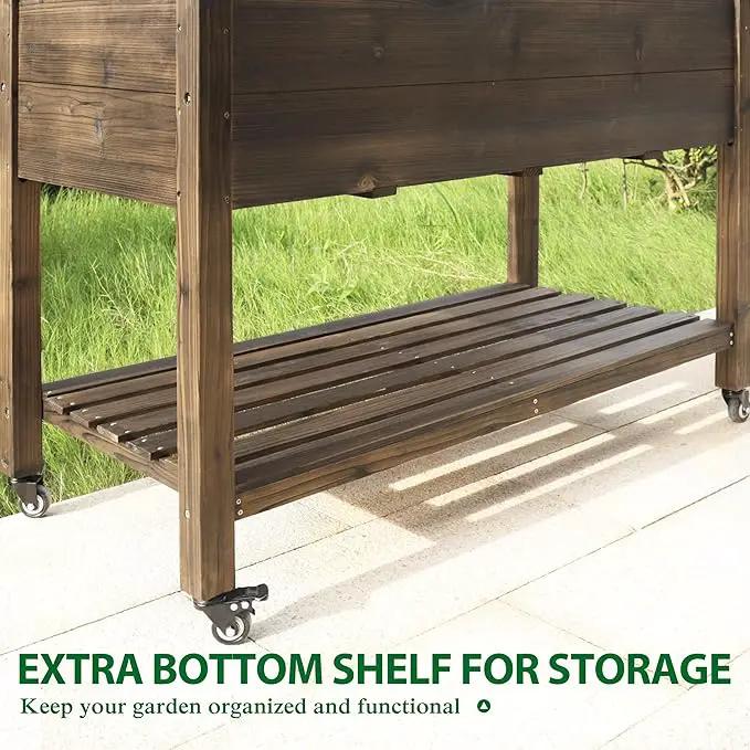 MUPATER 4x2FT Raised Garden Bed, Planter Box with Four Wheels and Legs for Herbs and Vegetables, Elevated Garden Bed with Drainage Holes for Outdoor Indoor, Rustic by GreenHaven Gardens