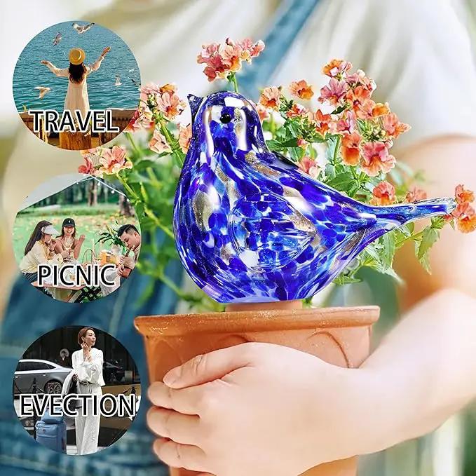 Glass Bird Shaped Plant Watering Ball Glass Automatic Watering Ball Flower Pot Insertion Spike Drip Irrigation Device Watering Ball Irrigation System Plant Enthusiast Gift (Dark Blue) by GreenHaven Gardens
