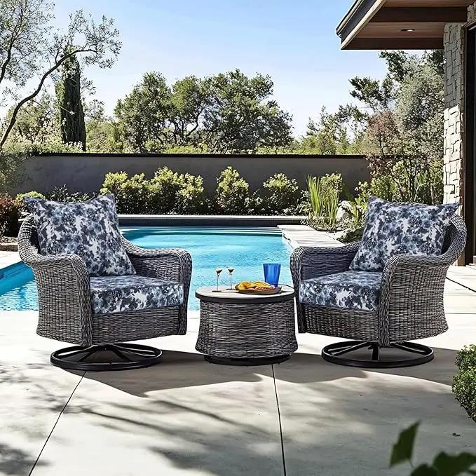 Favoyard Outdoor Seat Cushion 19 x 19 x 3 in Waterproof Pattern Fade Resistant Cover Removable Patio Furniture Cushions Deep Seat & Back Cushion Set with Adjustable Straps for Patio Chair Sofa Couch by GreenHaven Gardens
