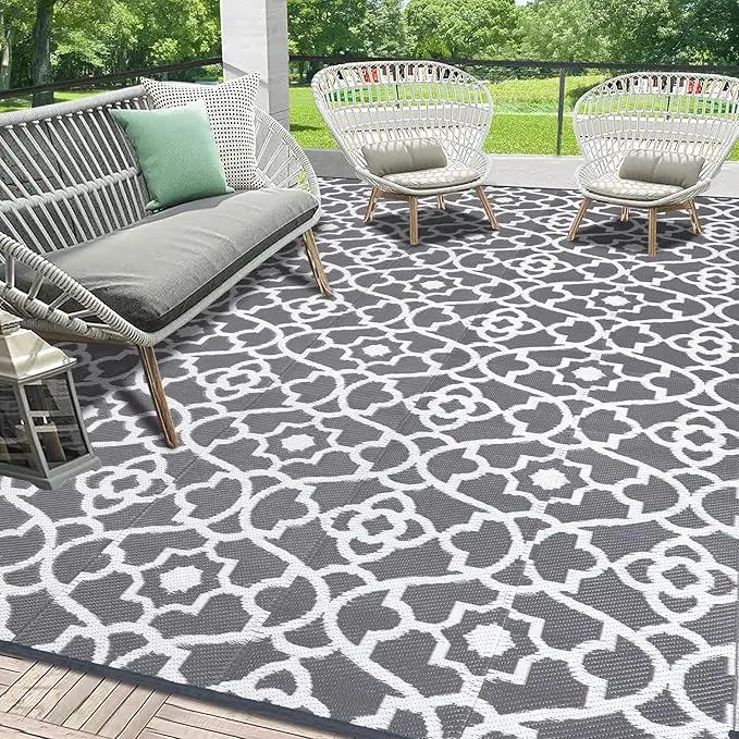 HEBE Outdoor Rug Waterproof 9x12, Plastic Straw Rug Camping Rug, Reversible Outdoor Patio Rugs RV Mat Clearance, Indoor Outside Floor Carpet for Porch,Deck,Camper,Balcony,Backyard by GreenHaven Gardens
