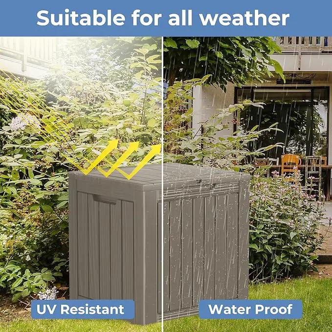 50 Gallon Outdoor Storage Box Waterproof Lockable Resin Deck Box Large, Patio Storage Bin for Pool Accessories Cushion Furniture, Garden Tools, UV-Resistant Outside Delivery Grey by GreenHaven Gardens