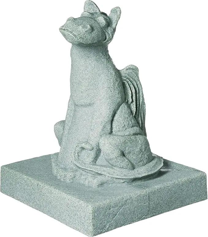 EMSCO Group Smiling Dragon Statue – Natural Jade Green Appearance – Made of Resin – Lightweight – 21” Height by GreenHaven Gardens