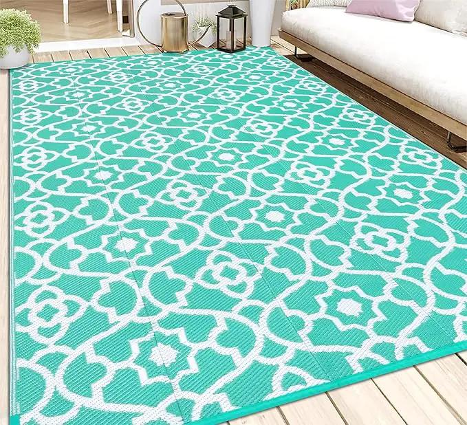 HEBE Outdoor Rug Waterproof 6x9, Reversible Plastic Straw Rug RV Camping Rug, Indoor Outdoor Patio Mat Clearance, Outside Carpet for Porch,Deck,Camper,Balcony,Backyard,Picnic by GreenHaven Gardens