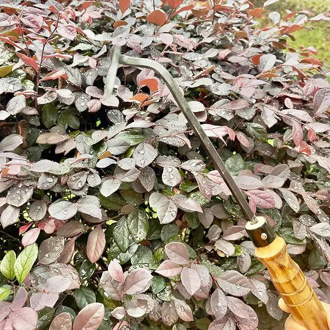 12 Inch Japanese Gardening Hand Weeding Sickle, Weeding Hoe with Long Wooden Handle by GreenHaven Gardens