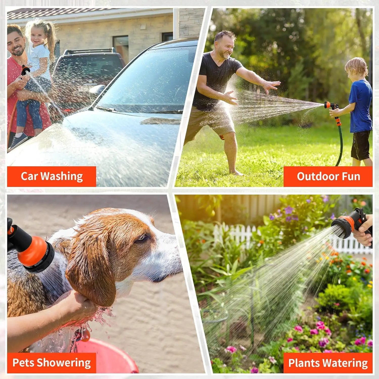 NEXCOVER Garden Hose Nozzle Sprayer - 7 Adjustable Watering Patterns Nozzle for Water Hose, Non-Slip Garden Spray Nozzle for Car Washing, Watering Plants, Pets Showering, Lawns Cleaning, Orange by GreenHaven Gardens
