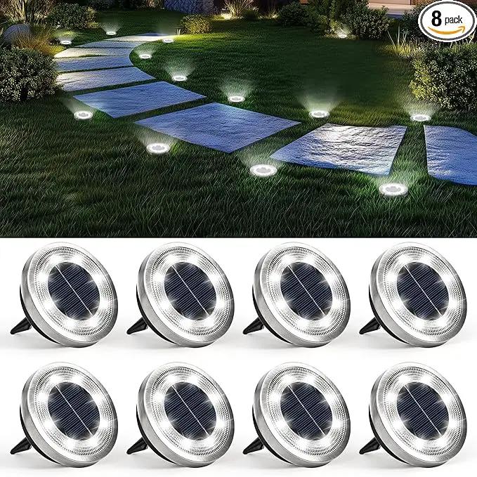 SOLPEX 8 Pack Solar Ground Lights Outdoor Waterproof, Solar Powered Pathway Lights, Landscape Lighting for Garden Walkway Driveway Backyard Decor (Cool White) by GreenHaven Gardens