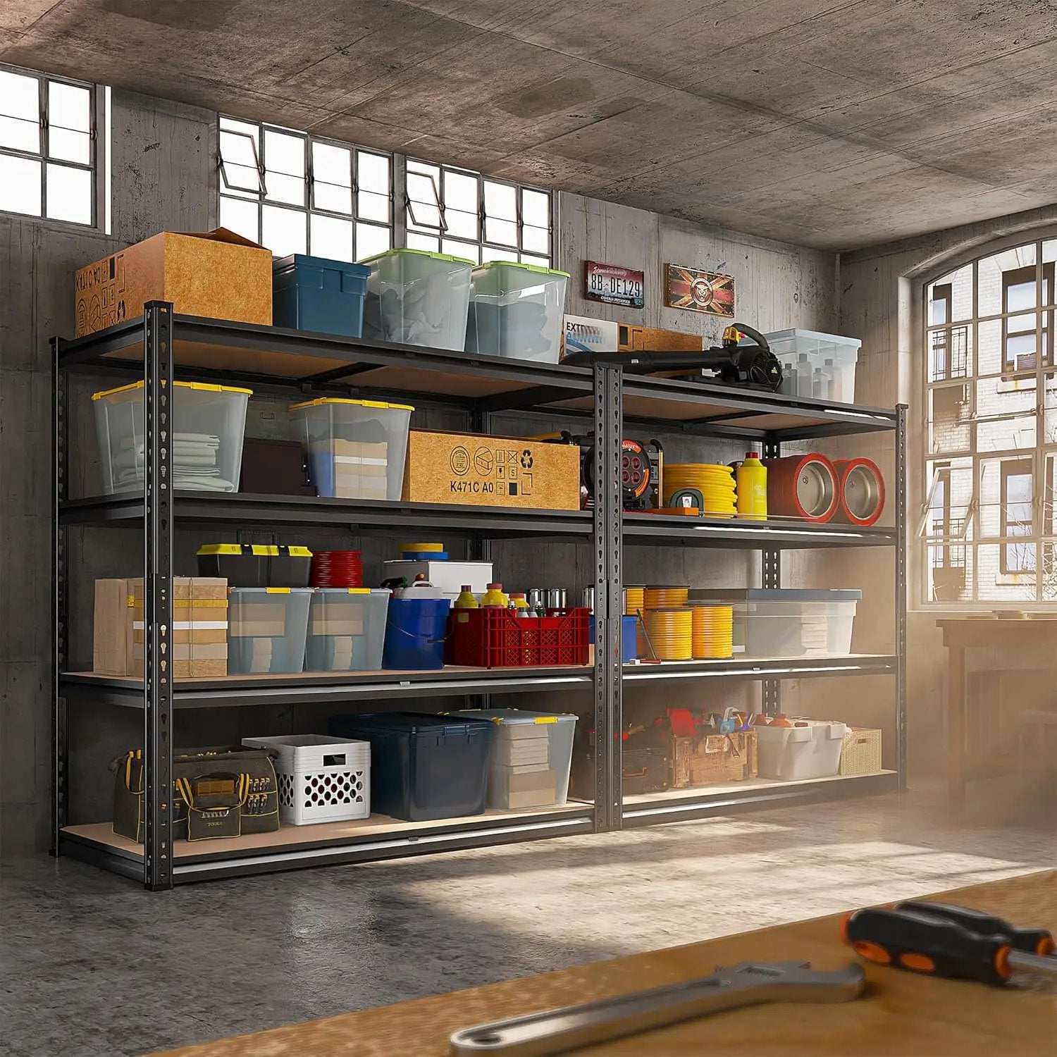 REIBII 40" W Garage Shelving 2000LBS Storage Shelves Adjustable Metal Shelving Heavy Duty 4 Tier Garage Shelves 60" H Metal Shelves for Closet Pantry Kitchen Warehouse 40" W × 20''D × 60''H by GreenHaven Gardens