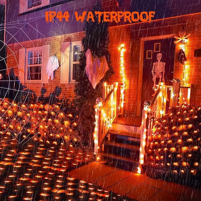 JMEXSUSS 360 LED 12ft x 5ft Halloween Net Lights - Connectable Orange Outdoor Mesh Lights With Remote, 8 Modes Plug-in for Bushes Shrubs Decorations by GreenHaven Gardens