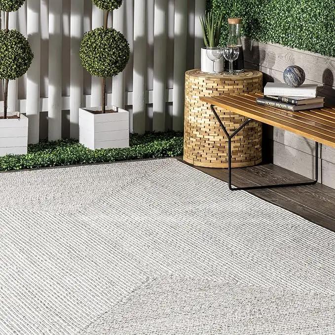 nuLOOM 8' Round Solid Hand Braided Indoor/Outdoor Area Rug, Pet-Friendly, High Traffic, Weather Resistant, for Patio, Balcony, Bedroom, Living, Dining Room, Wynn Ivory by GreenHaven Gardens