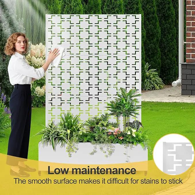 Raised Garden Bed with Trellis and Wheels,73"x47"x16" Metal Raised Garden Bed,White Squared Metal Planter with Climbing Trellis for Vines & Vegetables by GreenHaven Gardens