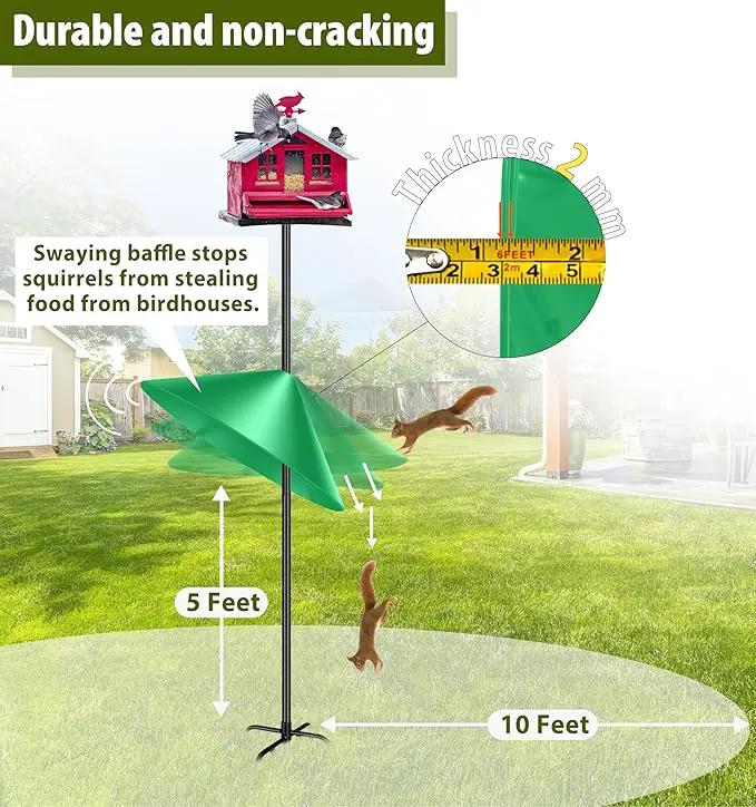 Squirrel Baffle for Bird Feeder Pole, 19-Inch Outdoor Bird Feeder Guard, Squirrel-Proof Birdhouse Baffles, Shepherd's Hook for Outside(LightGreen) by GreenHaven Gardens