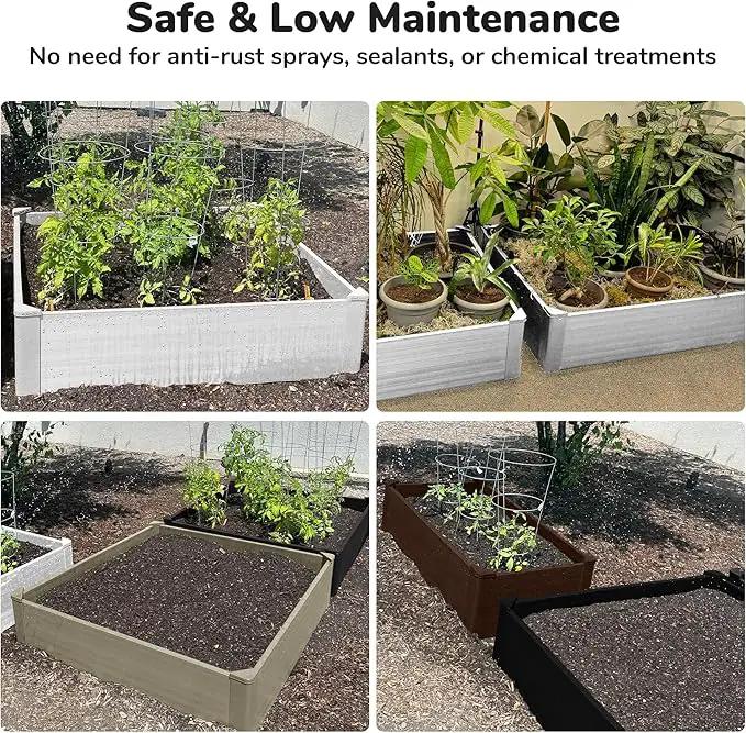 Raised Garden Bed - 4x4 ft Planter Box - White HDPE - No Tools Needed - DIY Kit for Urban Gardening, Flowers, Herbs & Vegetables - Made in The USA by GreenHaven Gardens
