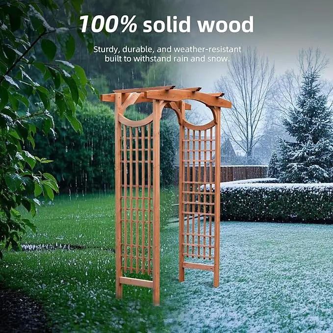Solid Fir Wooden Garden Arch Premium Outdoor Trellis for Climbing Plants, 83.12”H×59”W×29.75’’D, Also can be Used for Wedding and Party Decoration by GreenHaven Gardens