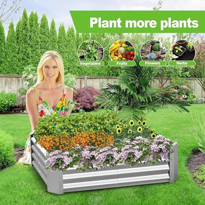 Raised Garden Bed Outdoor Aluminum Planter Box Kit for Vegetables Flower Herb, 2 Sets, 38x38x12 in by GreenHaven Gardens