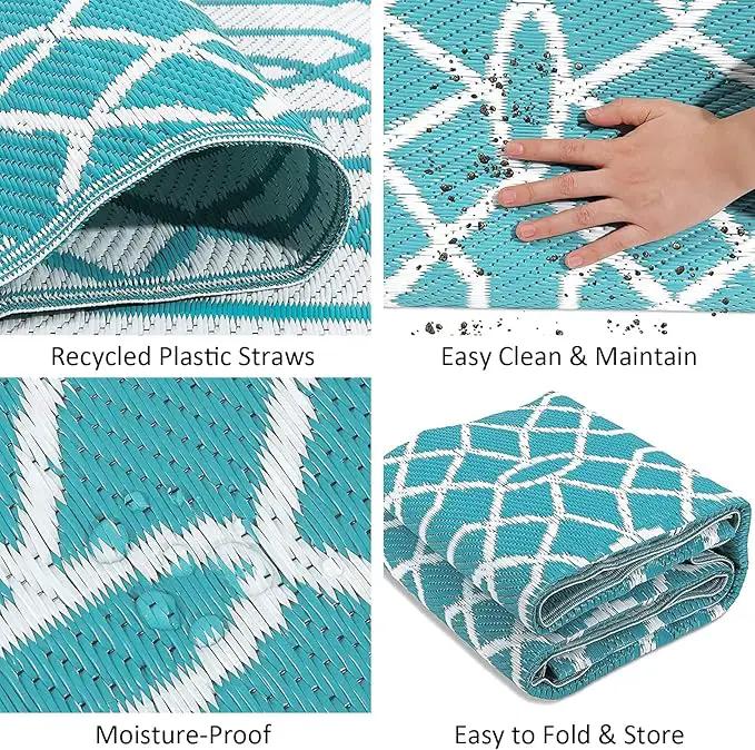 HEBE Outdoor Rug Waterproof 8x10, Reversible Plastic Straw Rug RV Camping Rug, Indoor Outdoor Patio Mat Clearance, Outside Carpet for Porch,Deck,Camper,Balcony,Backyard,Picnic by GreenHaven Gardens