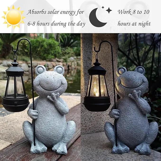 Frog Solar Garden Statues,Resin Frog Figurine Decorations with Solar Lights Lantern, Outdoor Frog Garden Decor Art for Lawn,Yard, Unique Housewarming Gift for Garden Home by GreenHaven Gardens